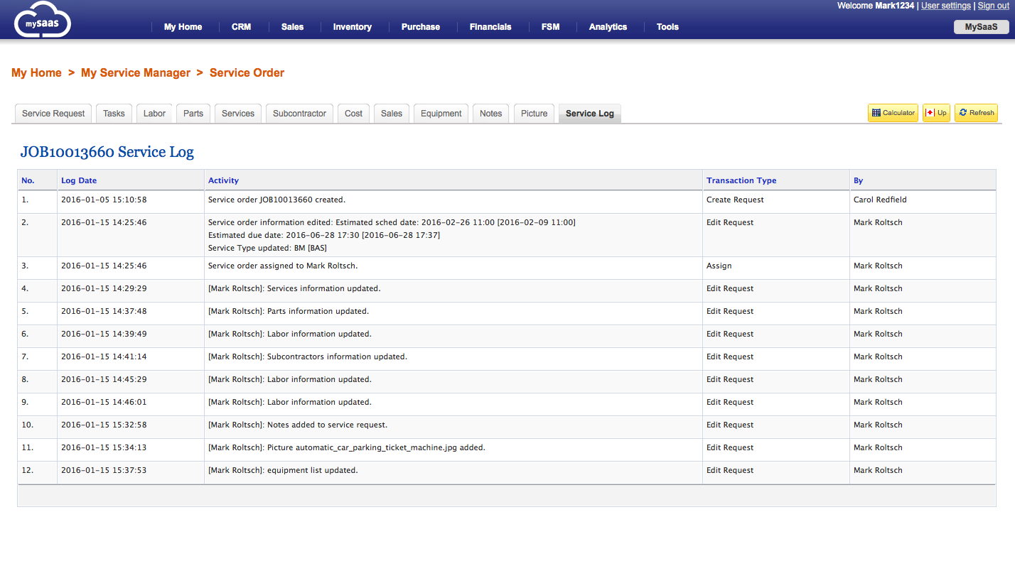 Service Log